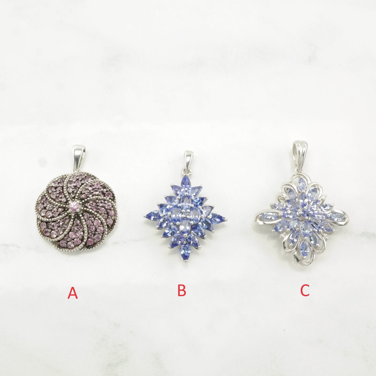 Vintage Topaz, Tanzanite Sterling Silver Pendant
