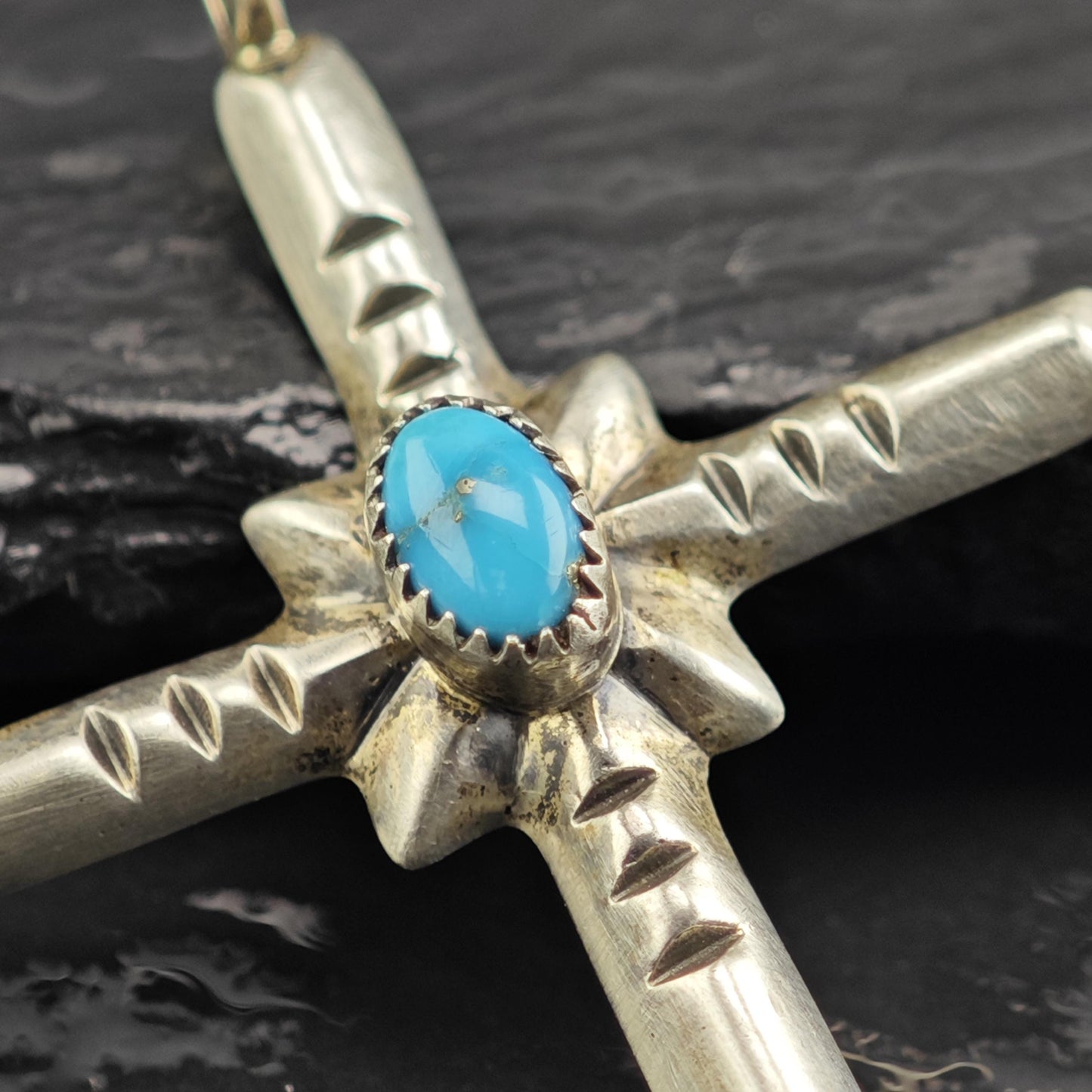 SW Turquoise Cross Pendant Sterling Silver P3073