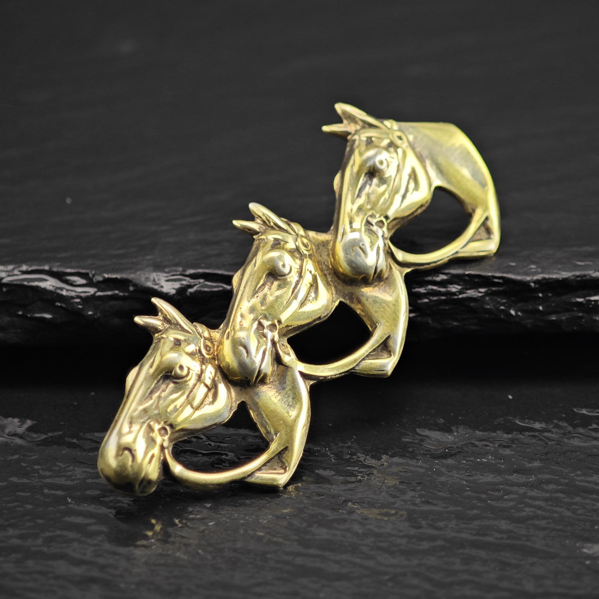 Gold Plated Horse Head Brooch Sterling Silver B2242