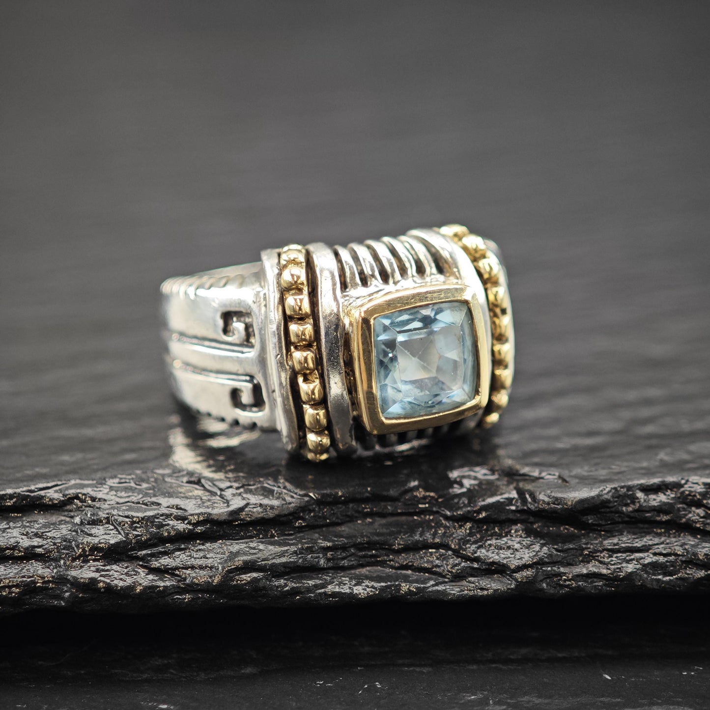 Topaz 14K Gold Accent Ring Sterling Silver Sz 6 1/4