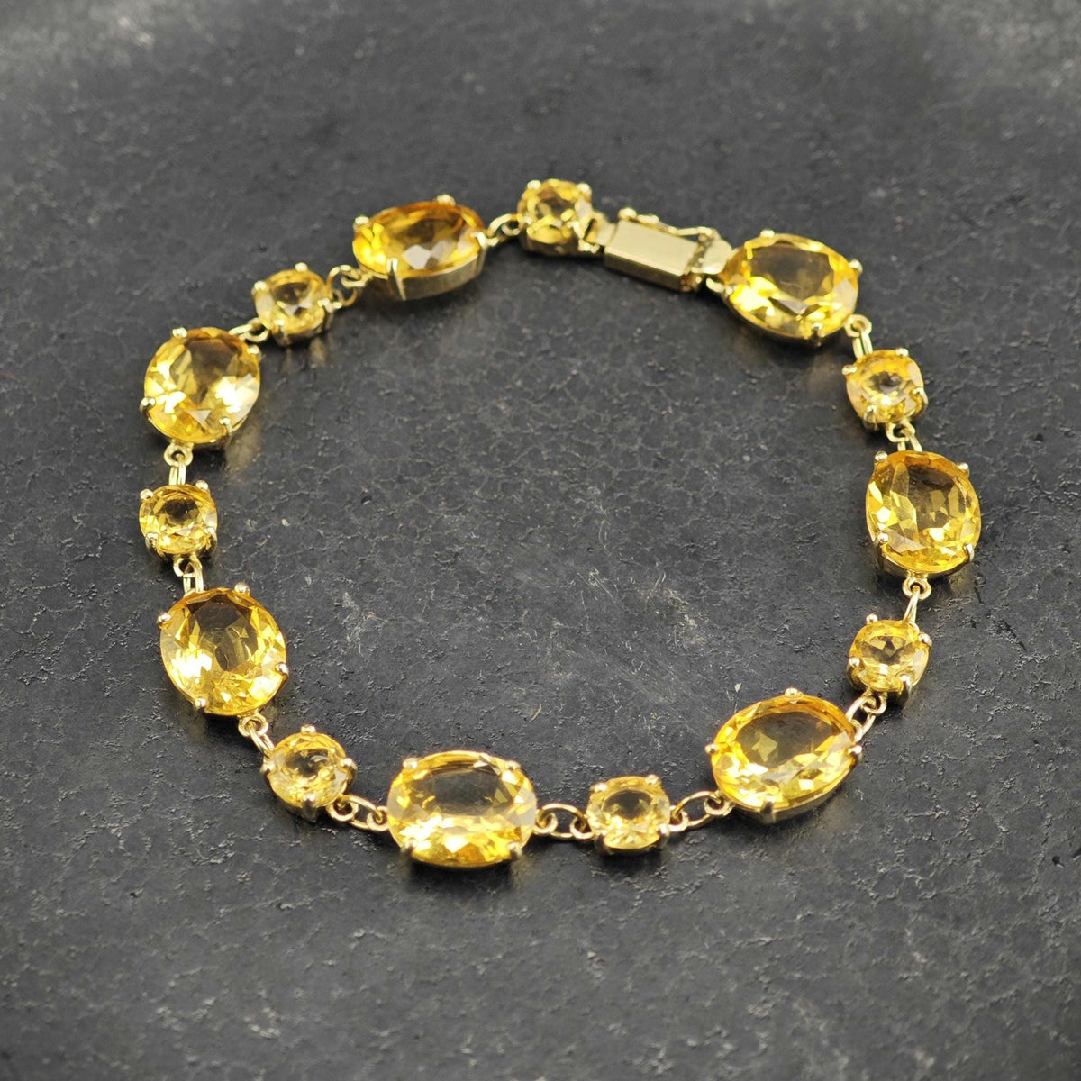 Citrine Gold-plated Sterling Silver Link Bracelet Sz 7" BR3155