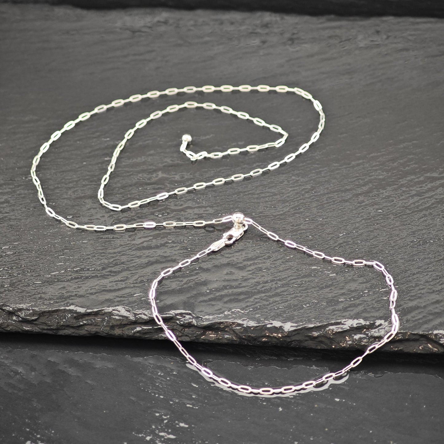 Adjustable Slider Paper Clip Chain Sterling Silver Necklace 24" N2628