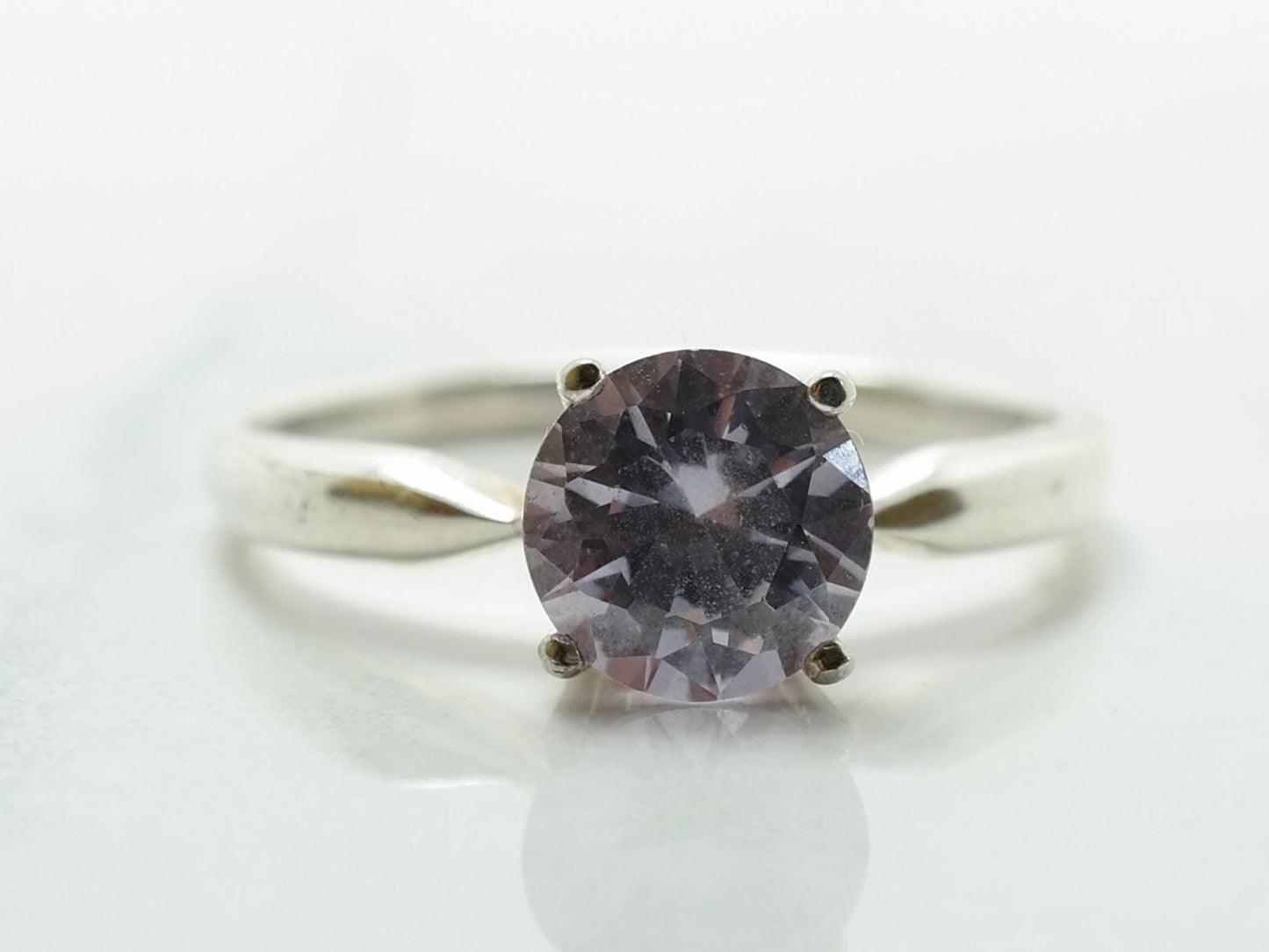 Sterling Silver Ring CZ Purple Size 6 3/4