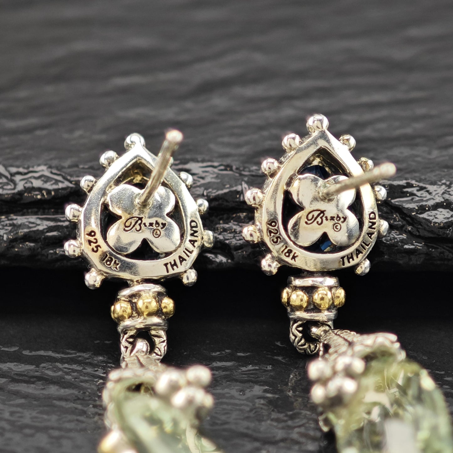 Barbara Bixby Topaz, Quartz 18K Gold Accent Sterling Silver Stud/Dangle Earrings