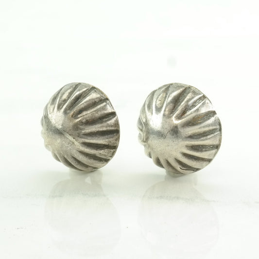 Sterling Silver Clip on Earrings Fred Harvey Era, Native American Dome