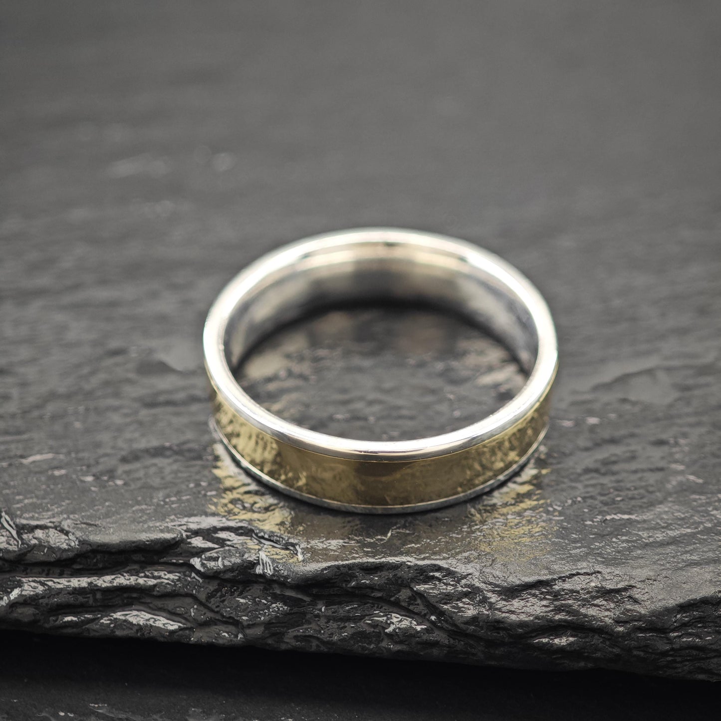 1/9 10KT Gold Accent Band Sterling Silver Sz 12