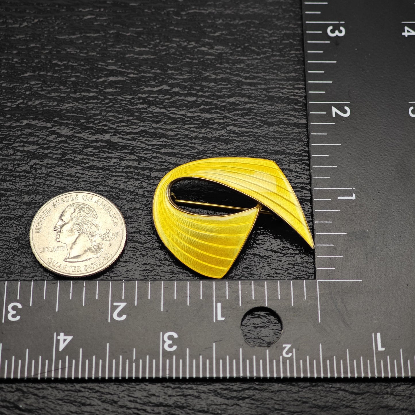 Norway Aksel Holmsen Yellow Enamel Sterling Silver Brooch