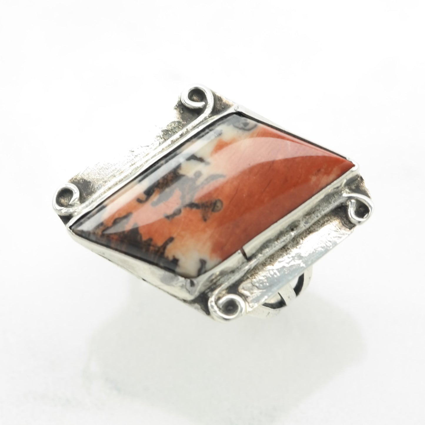 Vintage Southwest Petrified Wood Silver Ring Sterling