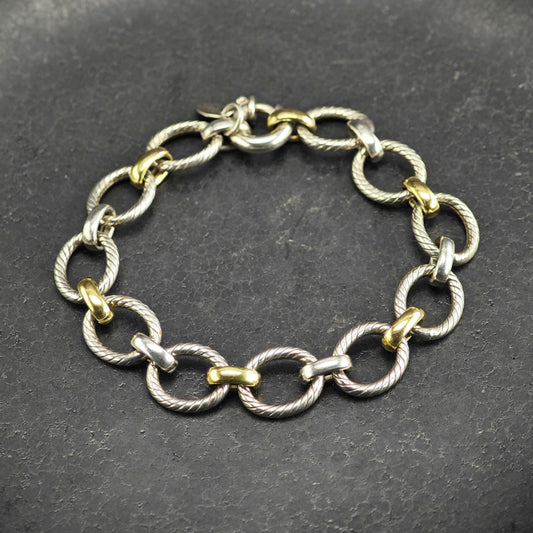 Vintage Phillip Gavriel 18K Gold Bracelet Sterling Silver Sz 6 1/2" BR3166