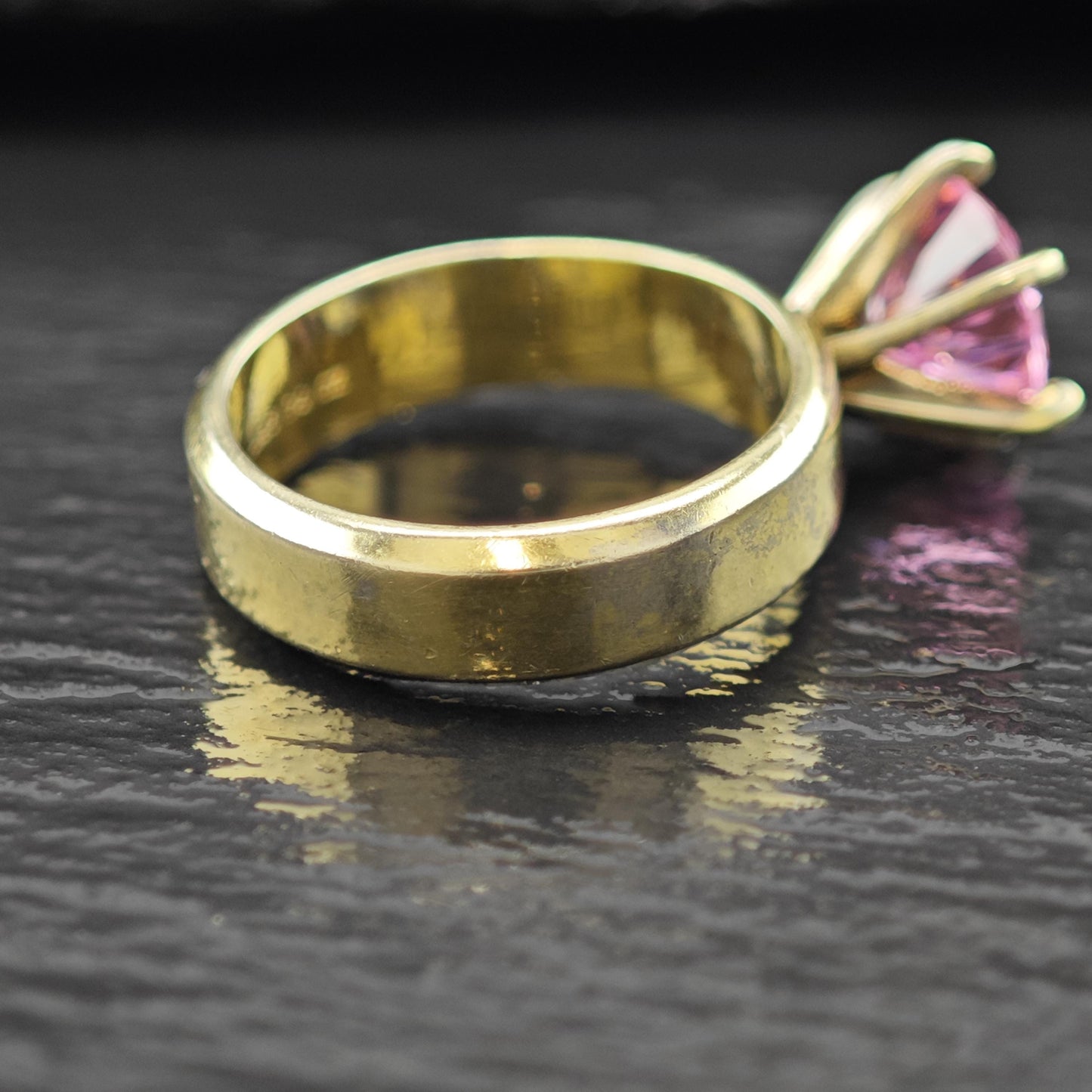 Pink CZ 14K Gold Plated Ring Sterling Silver Sz 5 R6162