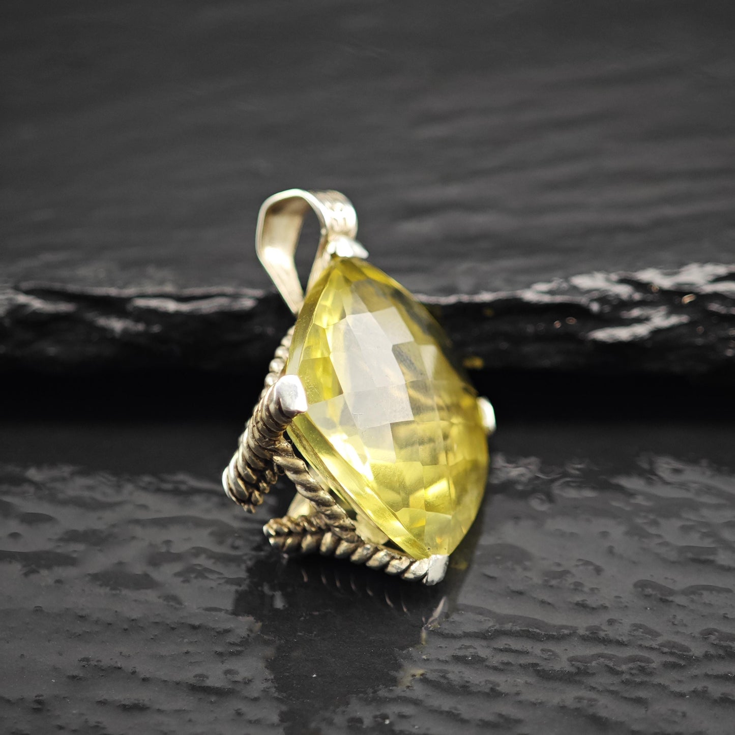AS IS Yellow Quartz Sterling Silver Pendant P3053