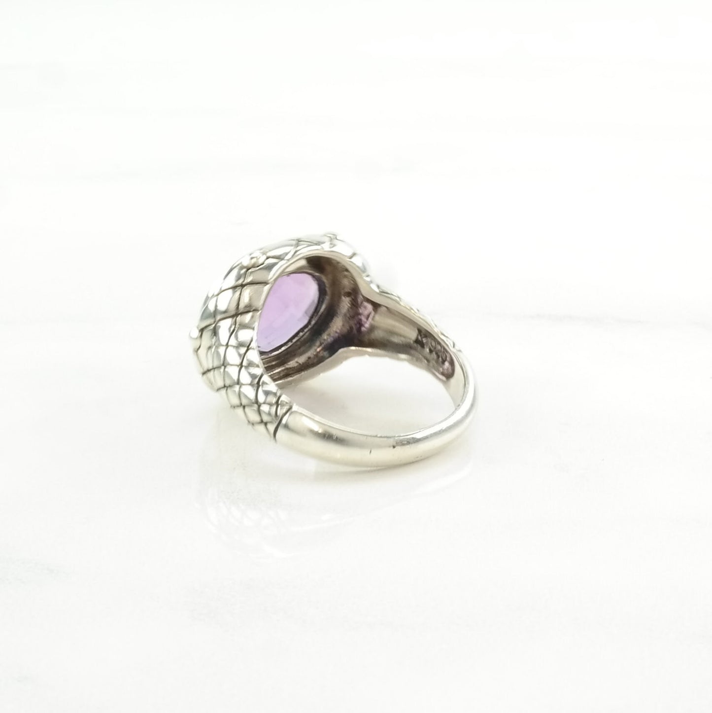 Sterling Silver Ring Created Amethyst Purple Size 7