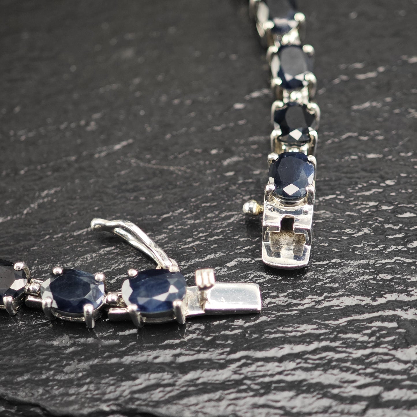 40cttw Dark Sapphire Line Necklace Sterling Silver N2735