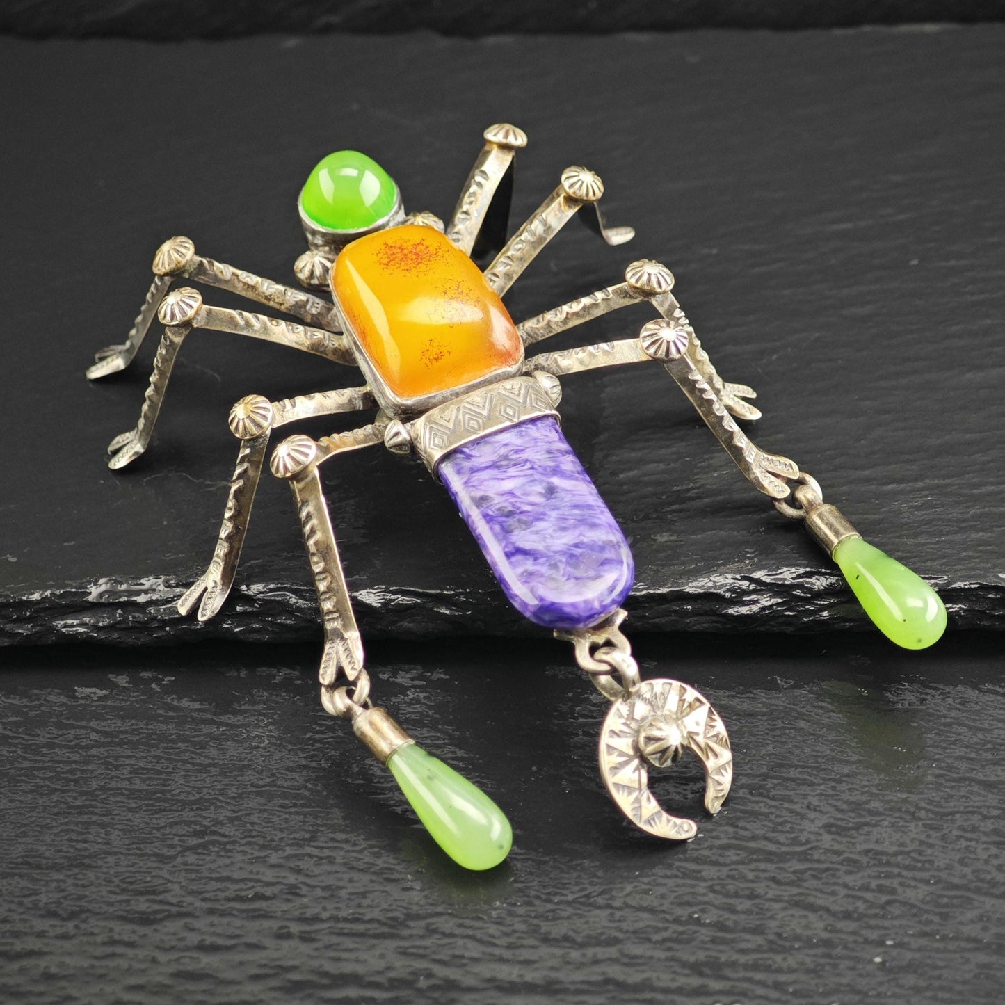 Large Spider Pin by Melanie Deluca, Sterling Silver