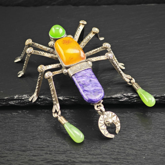 Large Spider Pin by Melanie Deluca, Sterling Silver