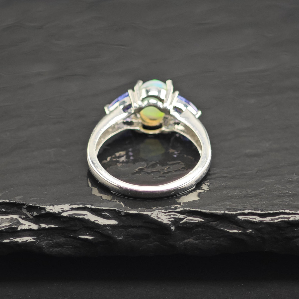 Opal Tanzanite Sterling Silver Ring Sz 5 R6745