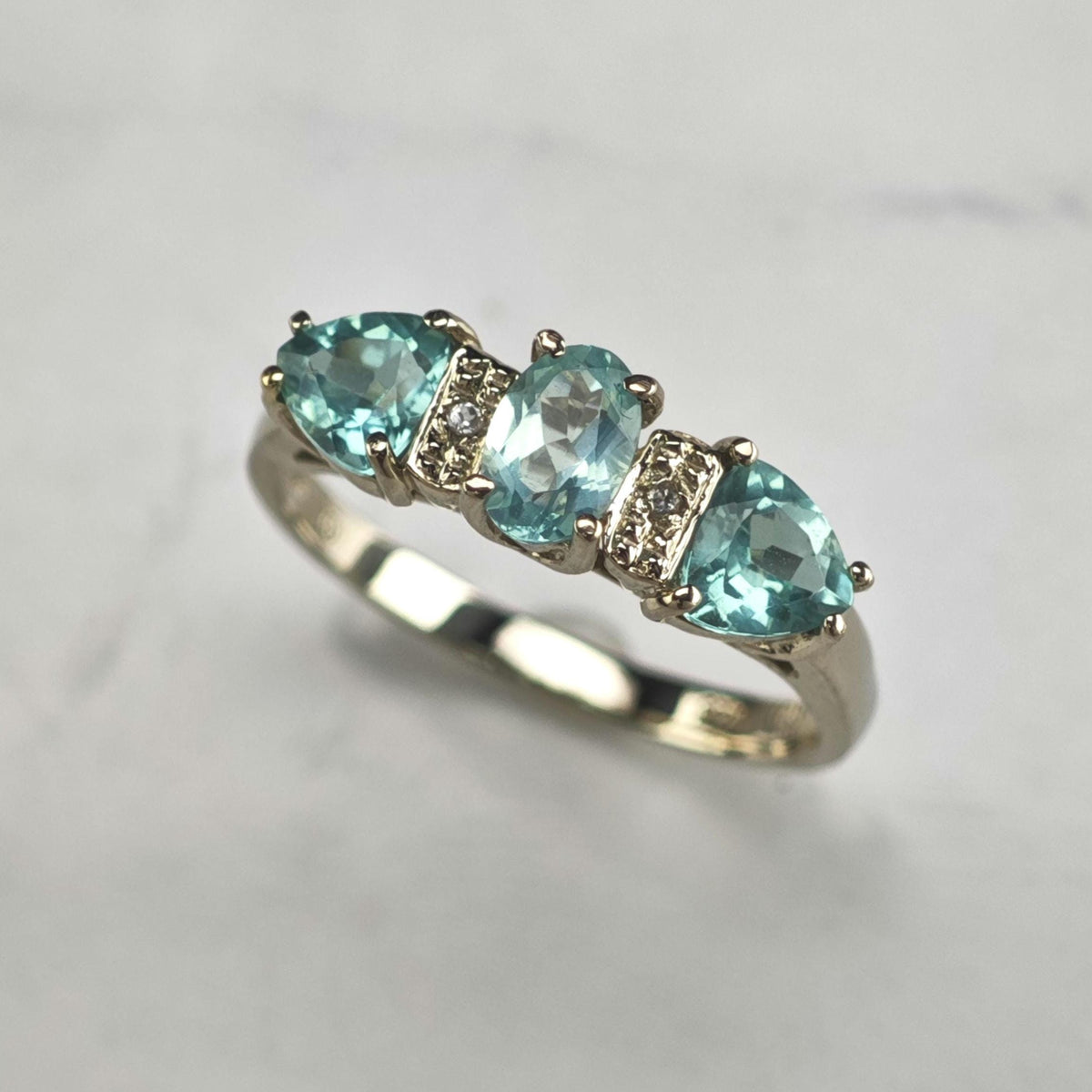 Apatite 14K White Gold Ring Sz 7 R6801