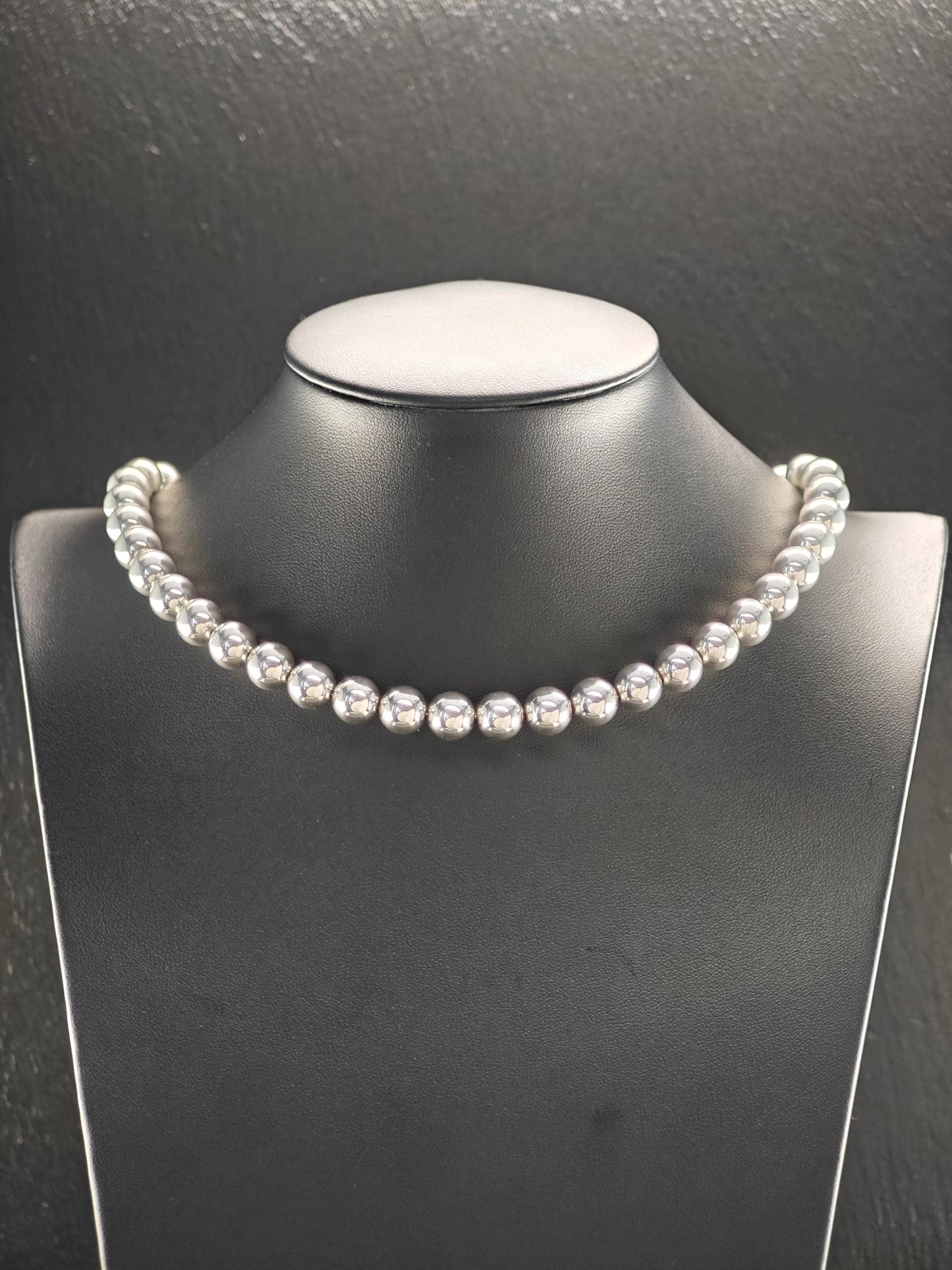 Vintage Tiffany 10mm Bead, Hardwear Beaded Necklace Sterling Silver N2506