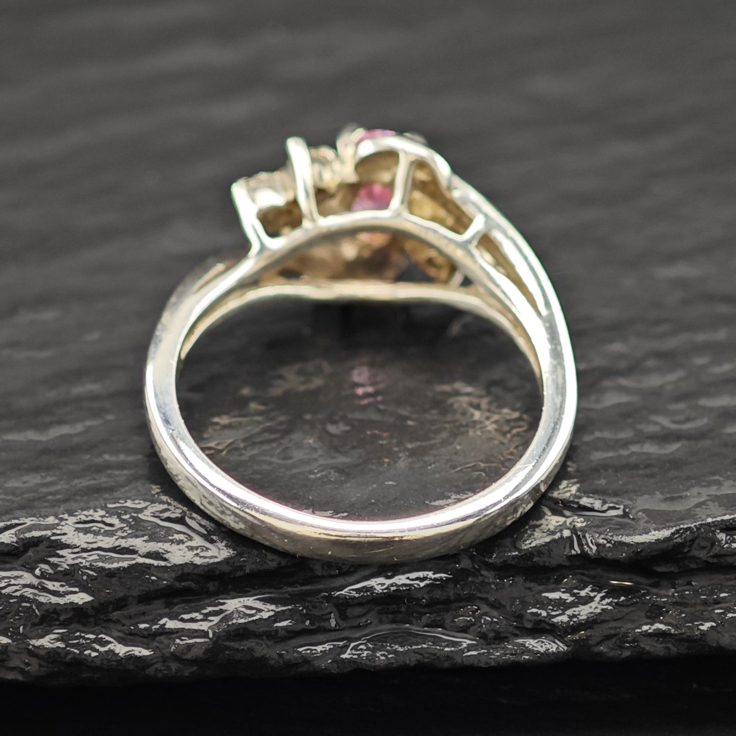 Silver Ring Pink Gemstone Sterling Size 6 3/4 R6185