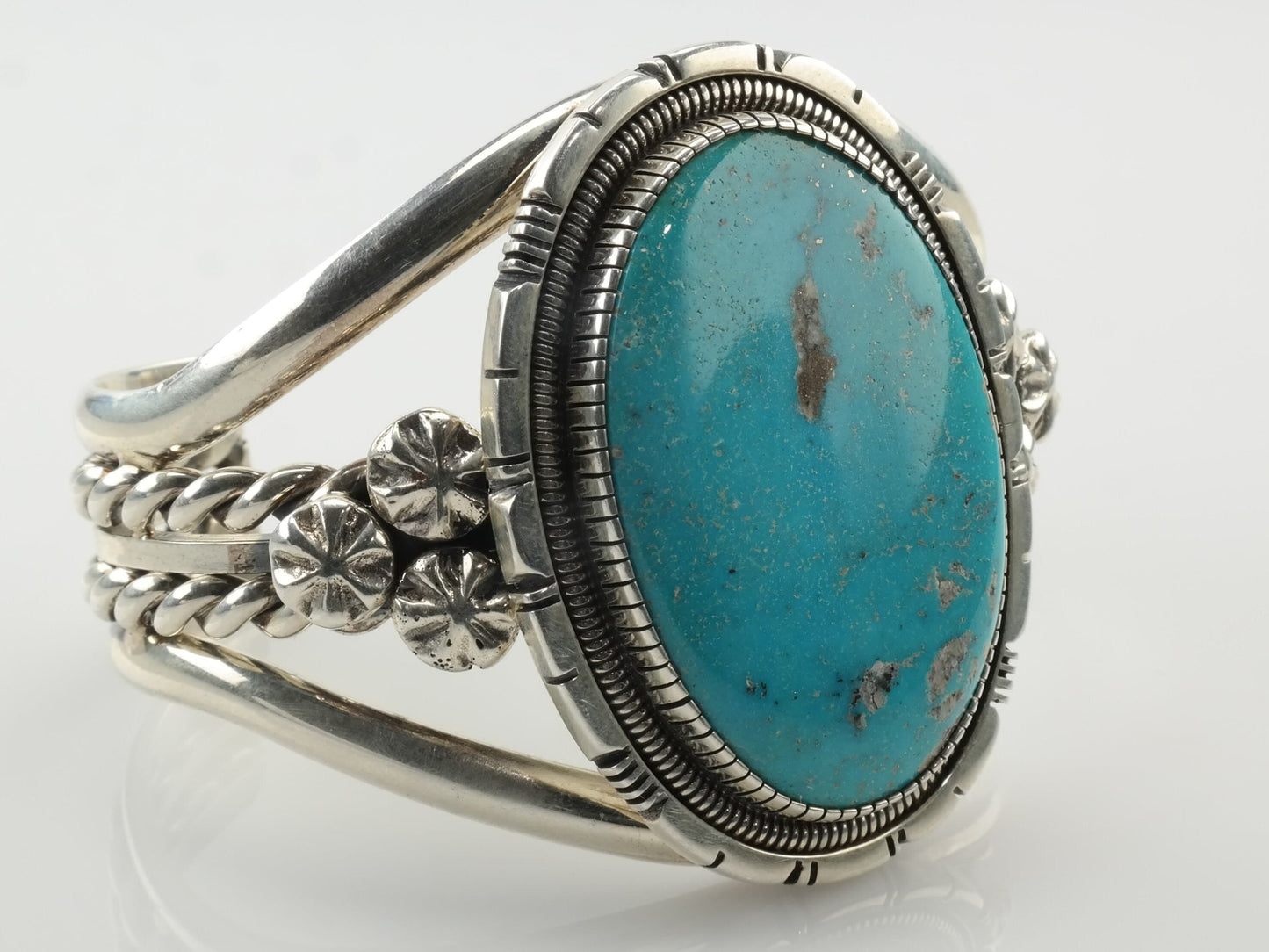 Navajo Billie Wydell Sterling Silver Cuff Bracelet Turquoise