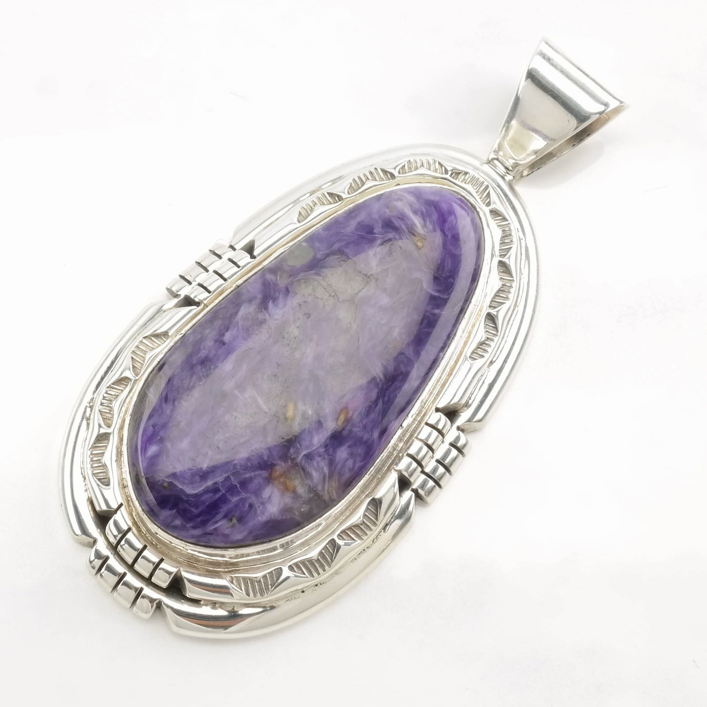 Navajo Charoite Large Sterling Silver Pendant