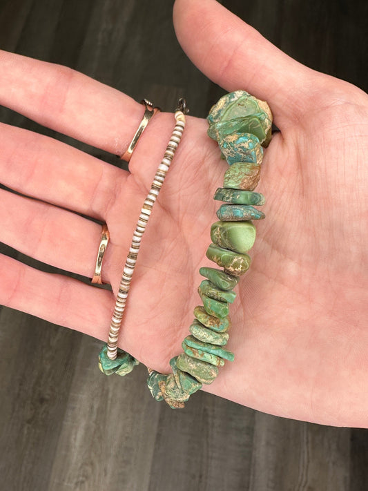 Native American Green Turquoise Heishi Necklace