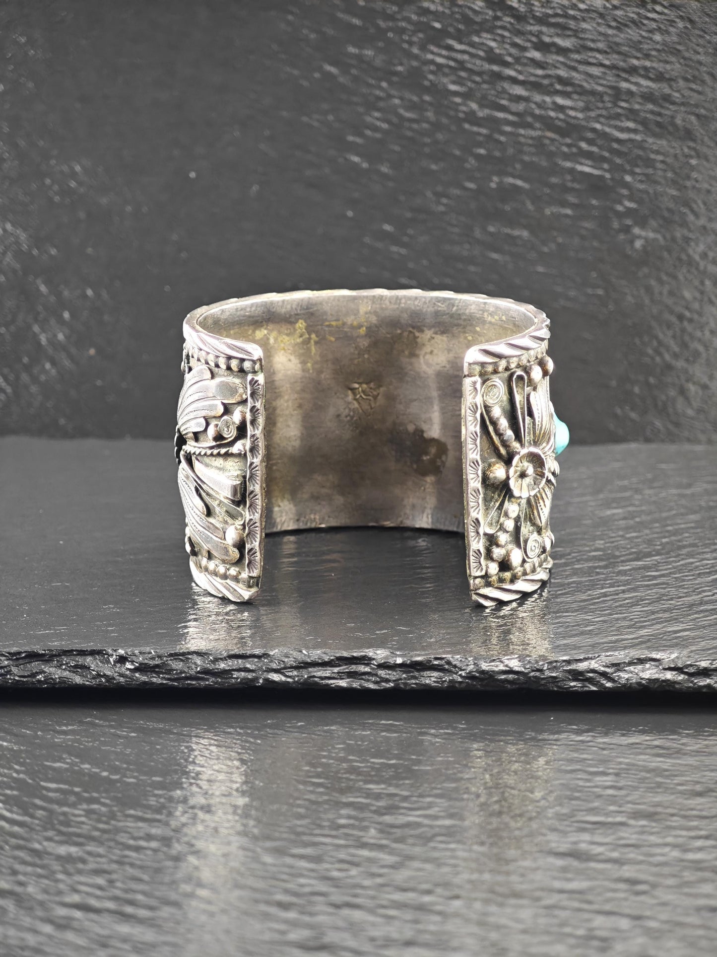 Large Size Signed Native American, Cuff Bracelet Sterling Silver
