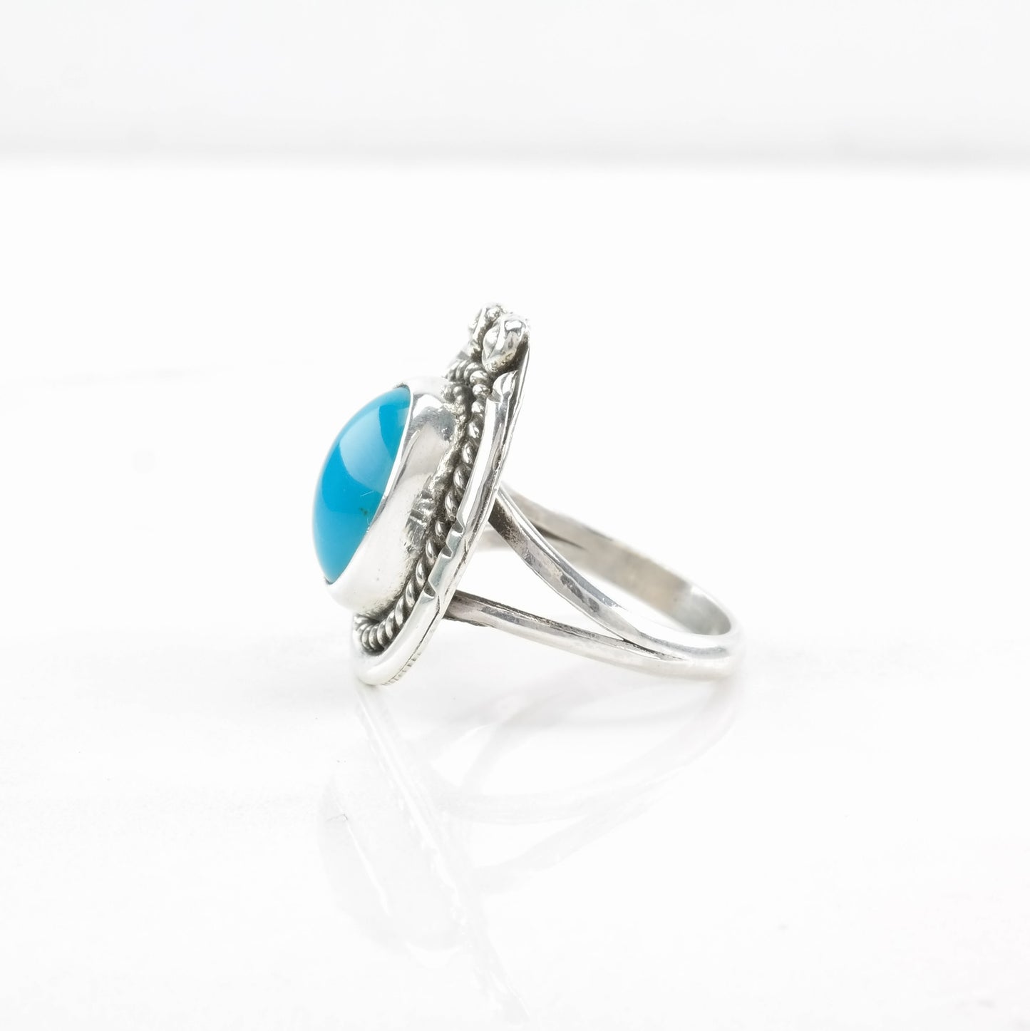 Native American Sterling Silver Ring Turquoise Blue Size 7 1/2