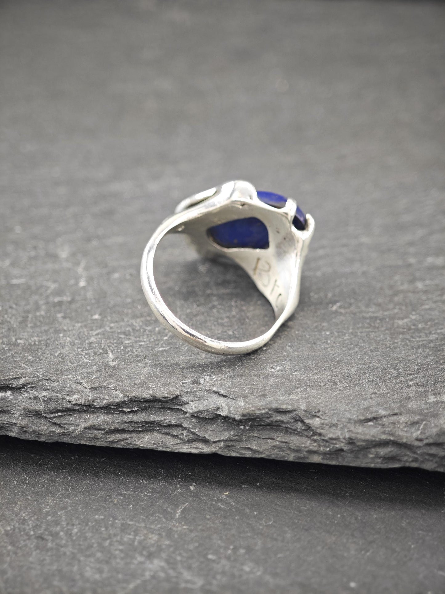 Vintage Abstract, Lapis Ring Sterling Silver