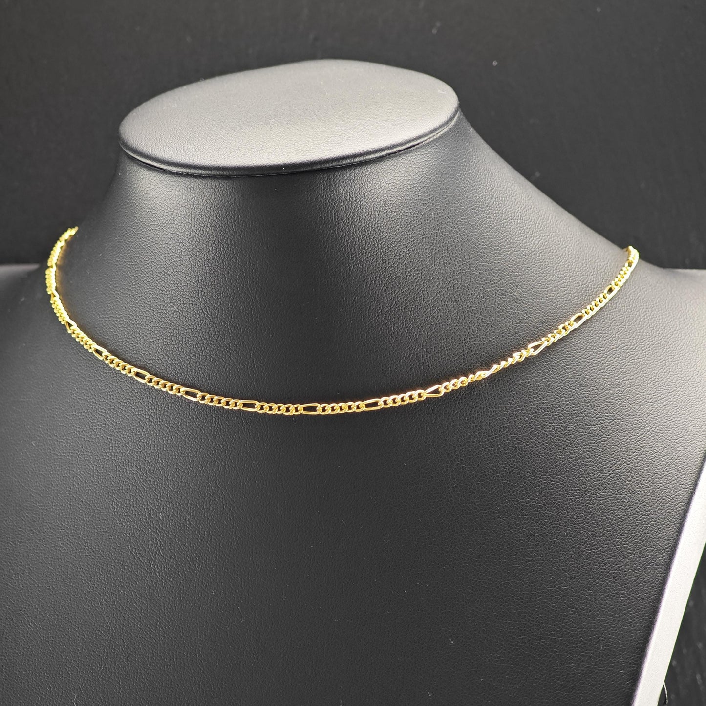 Figaro Gold Plated Chain Sterling Silver Necklace N2750