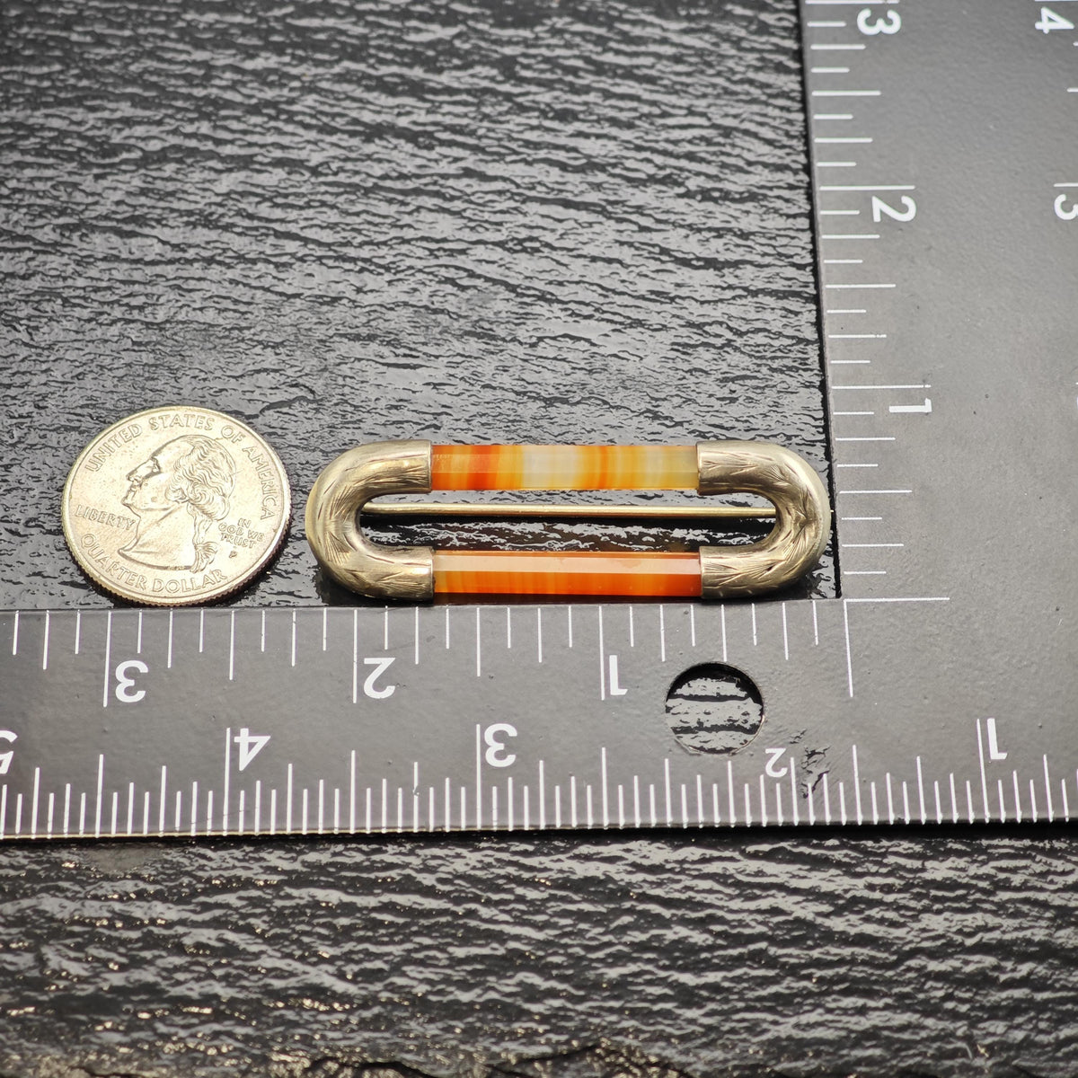 Scottish Banded Agate Kilt Pin Sterling Silver Brooch B2249