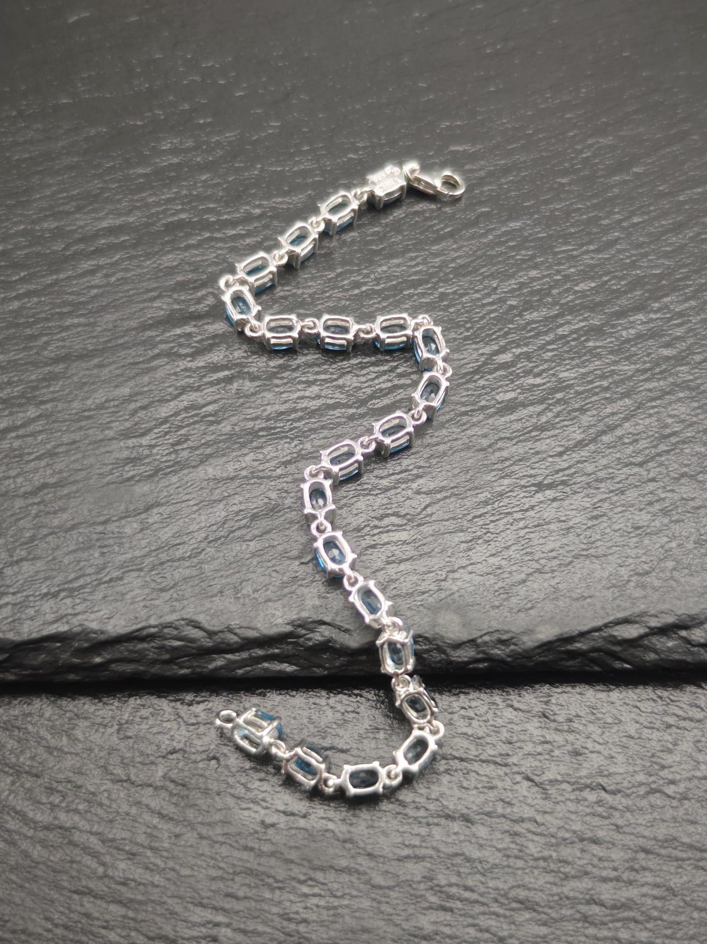 Vintage London Topaz Line Bracelet Sterling Silver