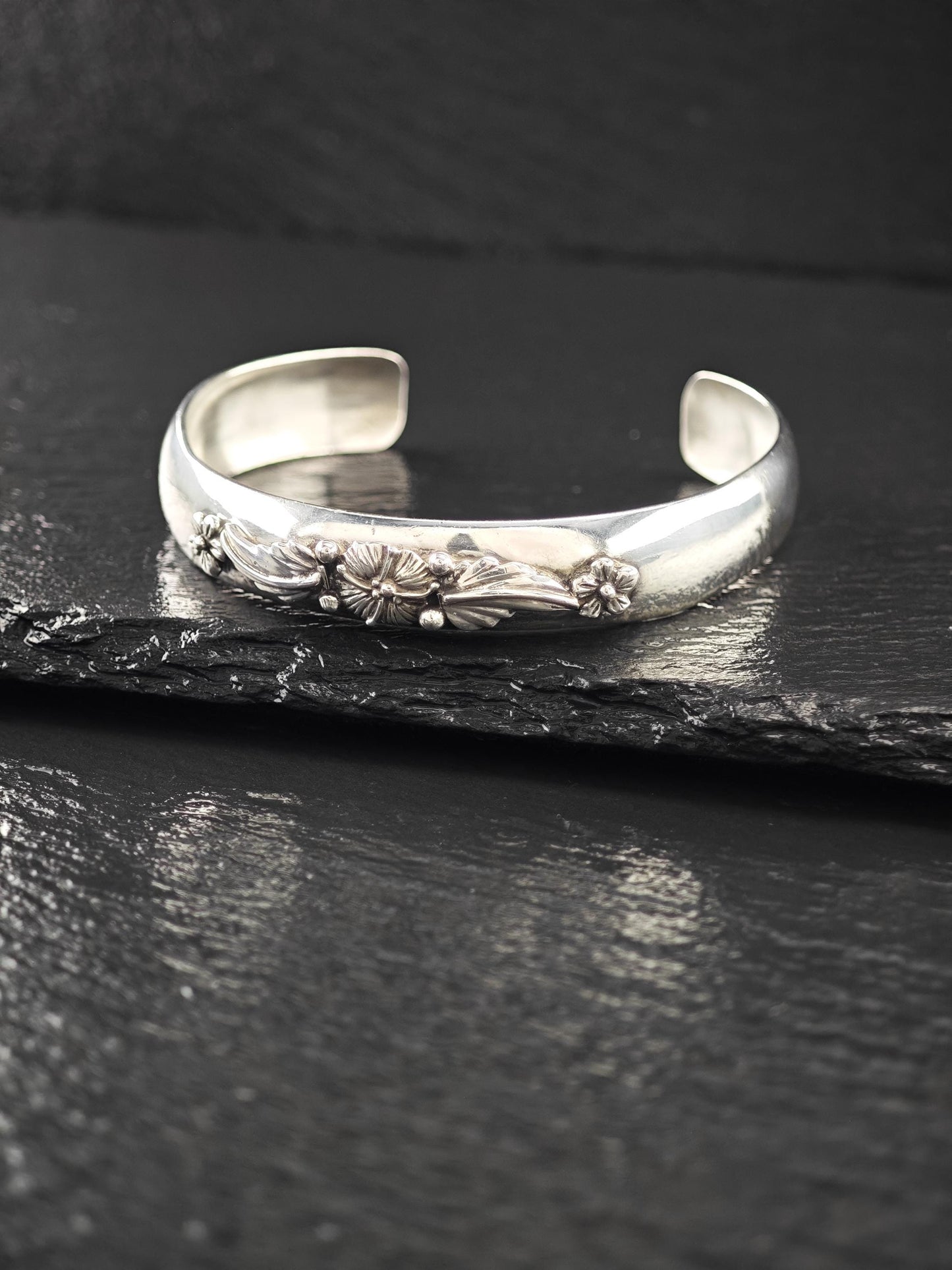 Carol Felley Floral Cuff Bracelet Sterling Silver, Stackable