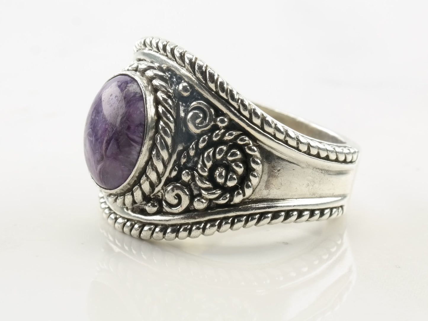 Carolyn Pollack Silver Ring Charoite Sterling Size 8