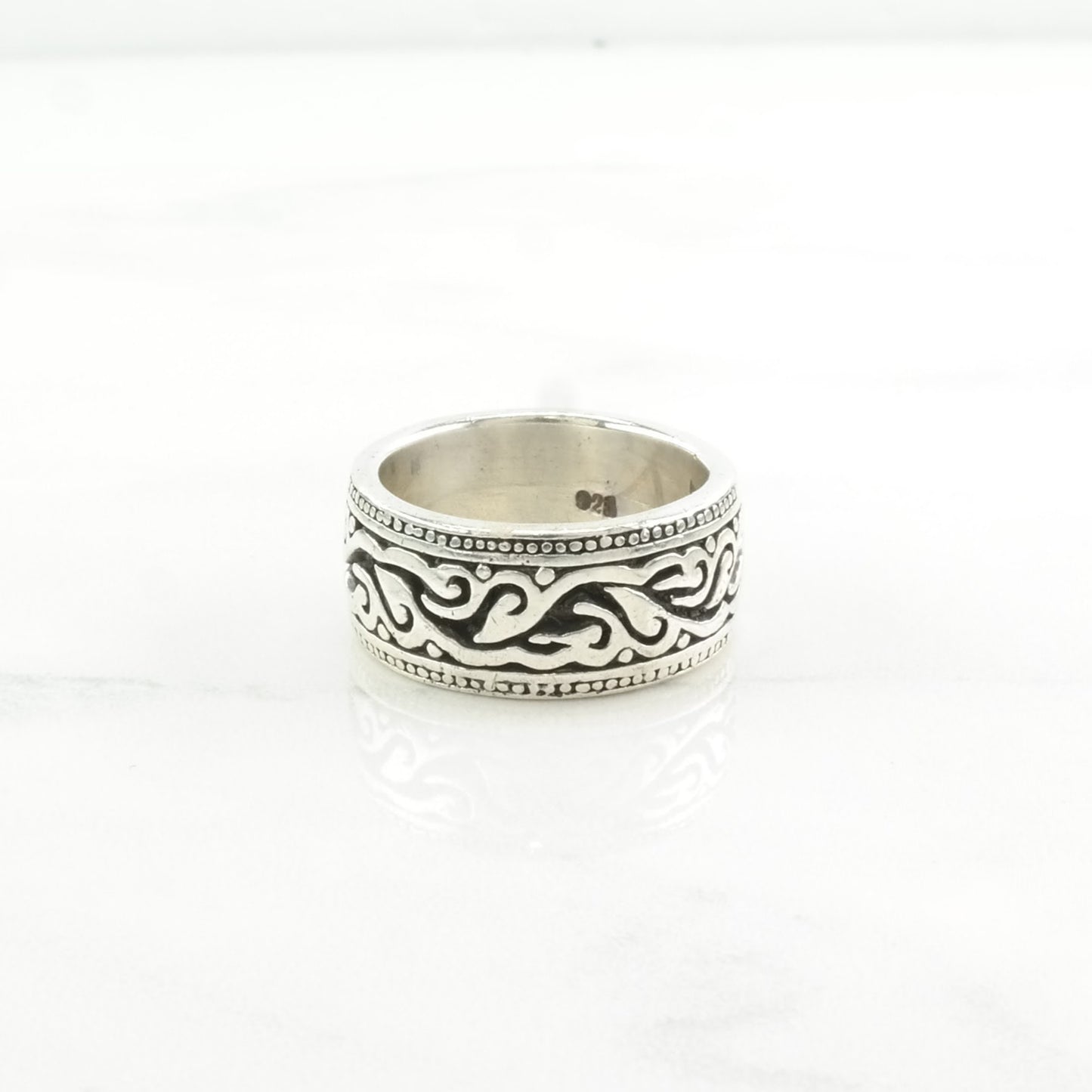 Sterling Silver Ring Wave Overlay Size 7 3/4