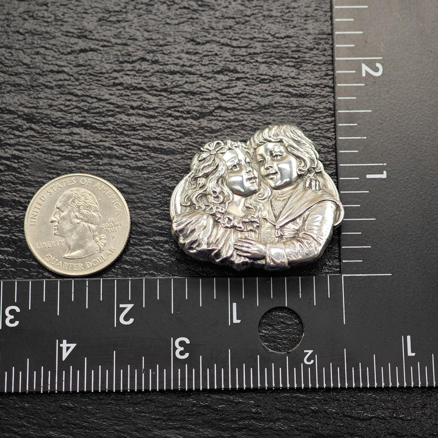 Damaged, Art Nouveau Children Brooch Sterling Top