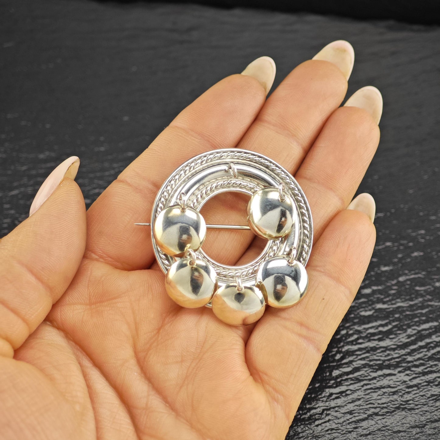 Vintage Scandinavian Abstract Sterling Silver Brooch