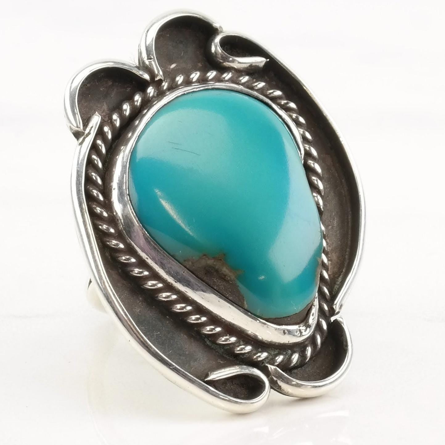 Vintage Native American Silver Ring Turquoise Sterling Size 5 1/4