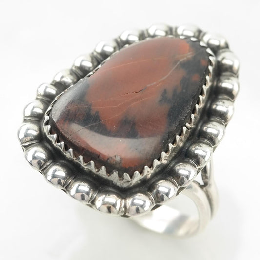 Vintage Southwest Petrified Wood Silver Ring Sterling