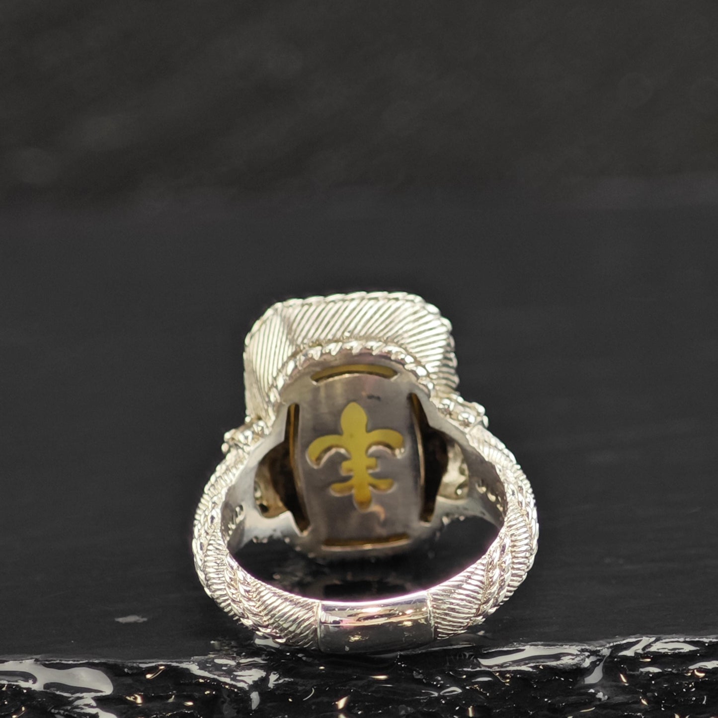 Vintage Judith Ripka Glass Intagilo Sterling Silver Ring Sz 6 R6595