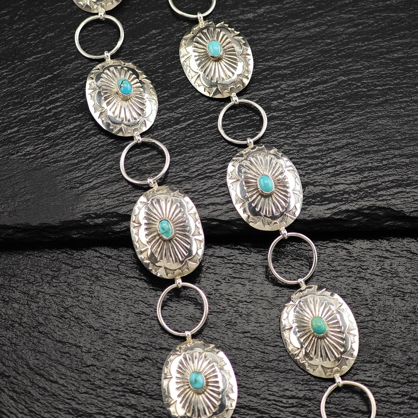 Native American Turquoise Concho Belt Sterling Silver