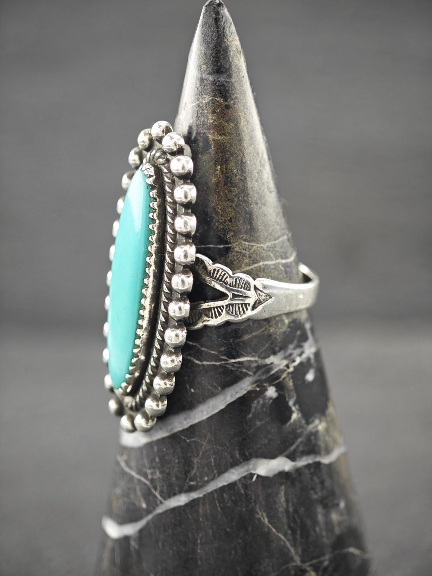 Fred Harvey Era, Block Turquoise Ring Sterling Silver