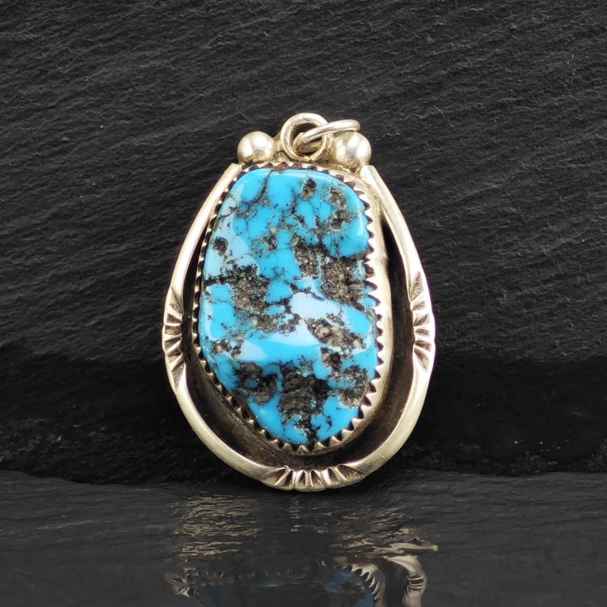 SW Spiderweb Turquoise Sterling Silver Pendant P3122
