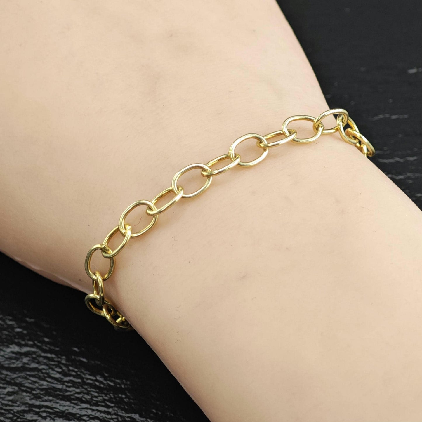 Gold-Plated Sterling Silver Link Bracelet Sz 6 1/2" BR3113