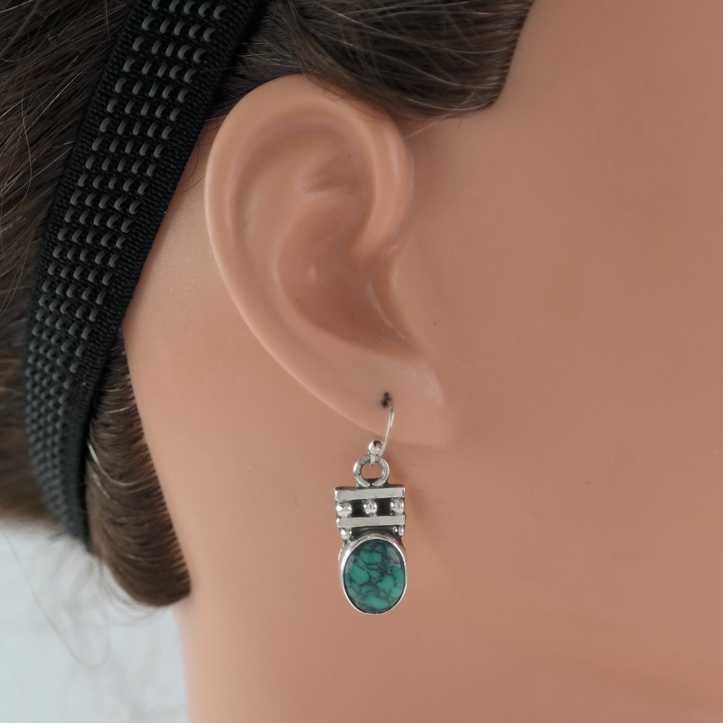 Native American Sterling Silver Turquoise Earrings Fish hook