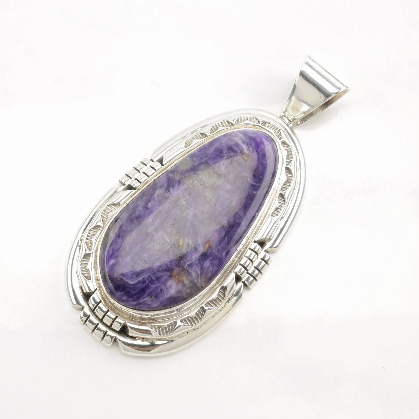 Navajo Charoite Large Sterling Silver Pendant