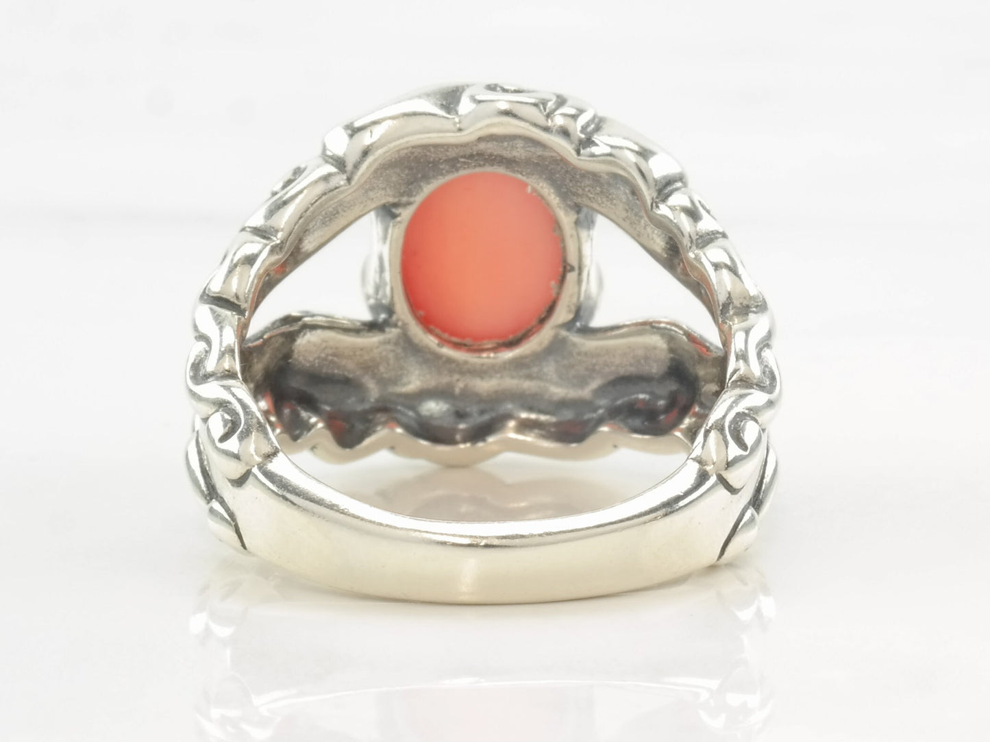 Carolyn Pollack Ring Coral Quartz Doublet Sterling Silver Size 9 1/4