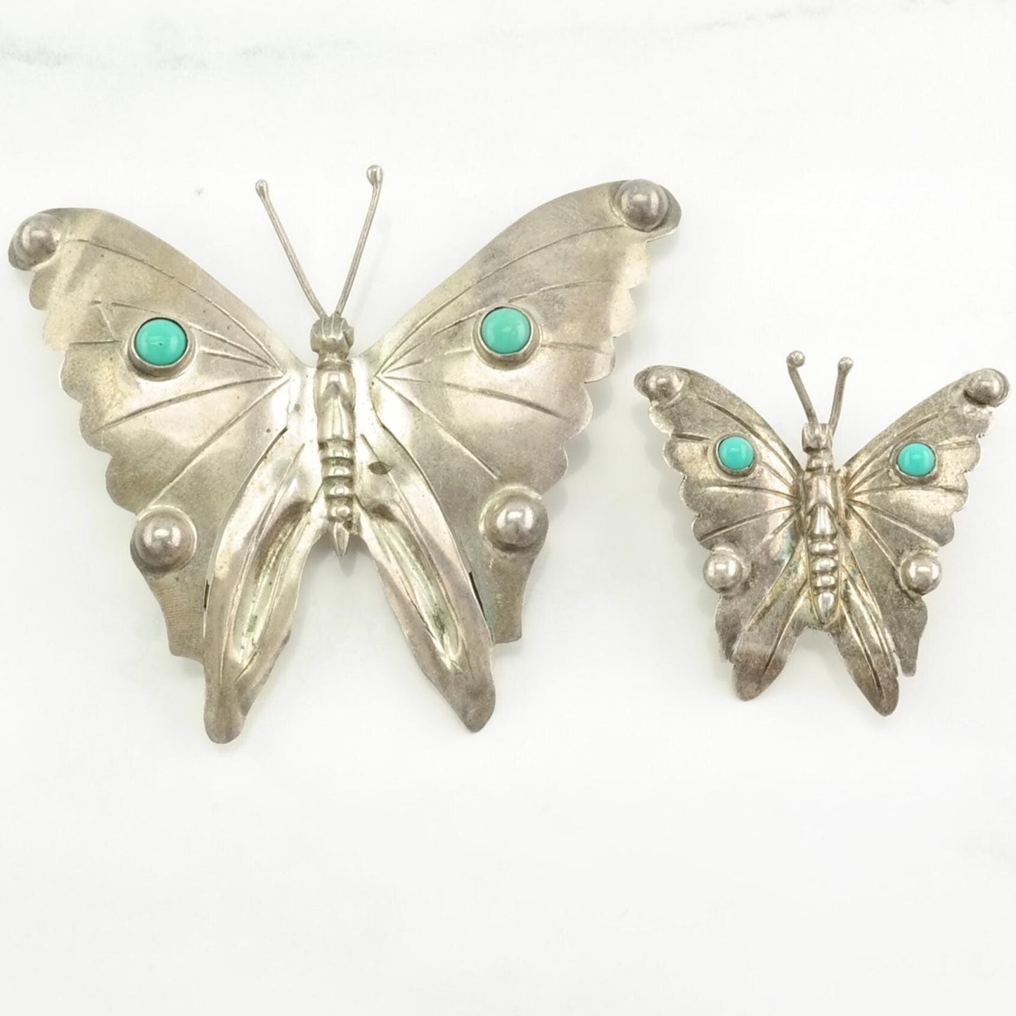 Choice of Vintage Taxco Sterling Silver Brooch Butterfly Blue Block Turquoise