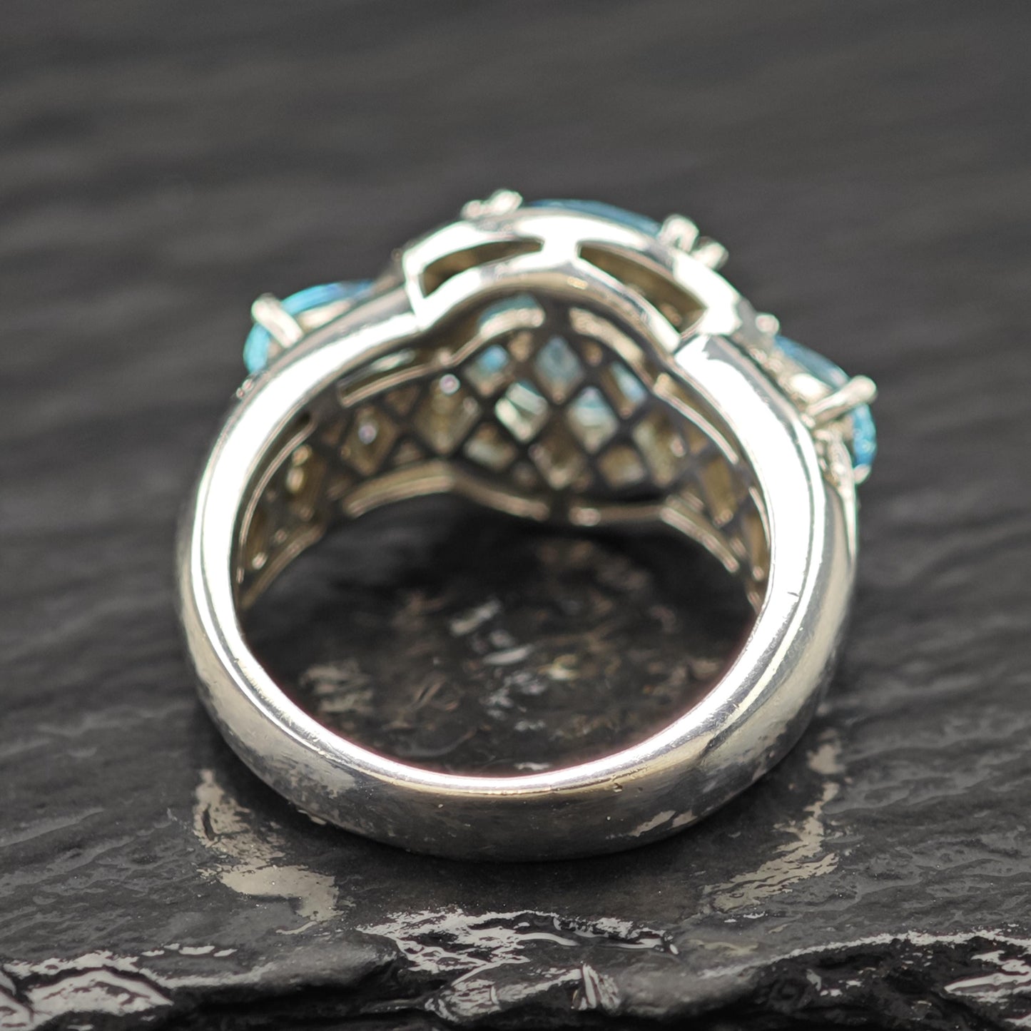 BBJ Blue CZ Sterling Silver Ring Bold Statement Stone Size 5 3/4 R6095