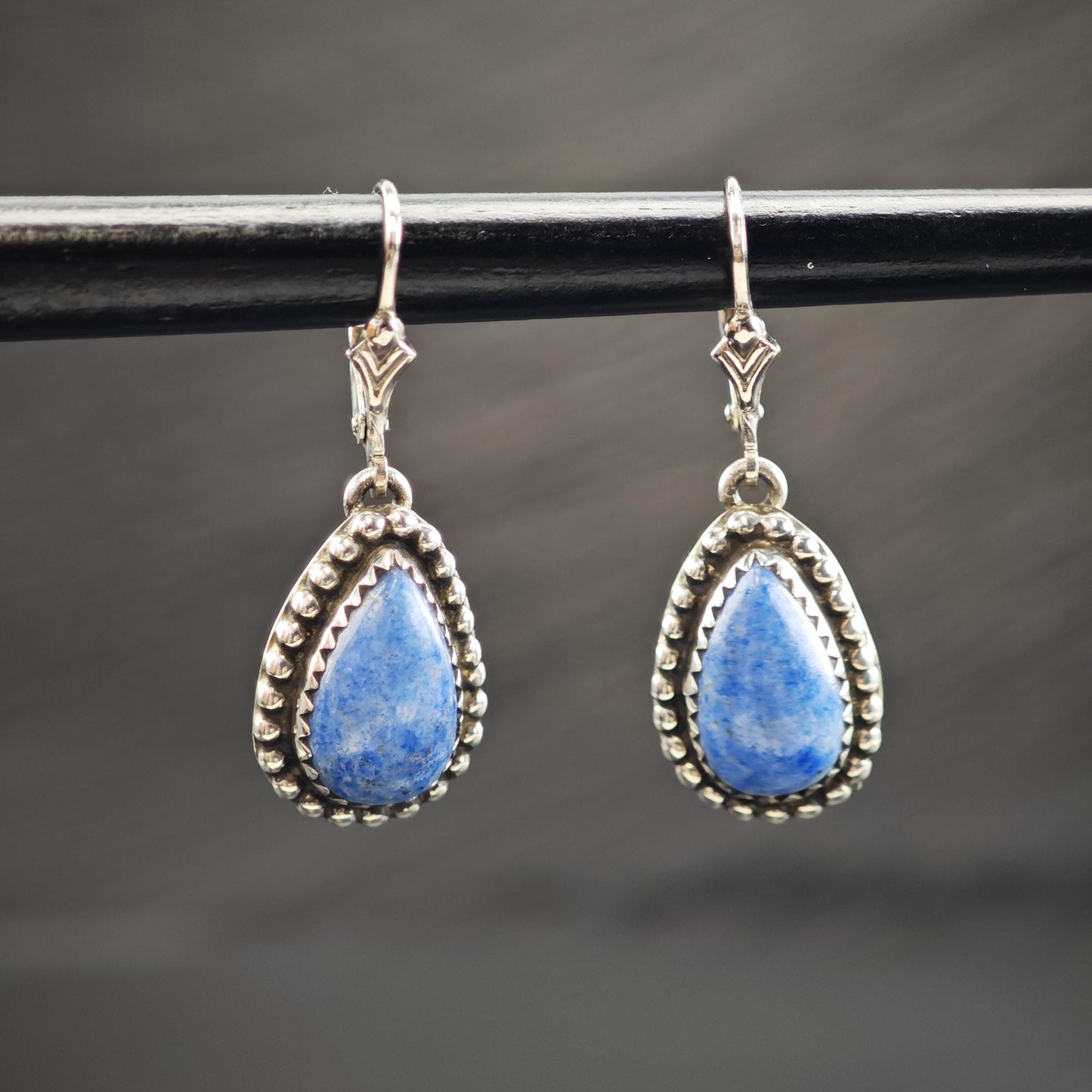 Carol Felley Blue Sodalite Sterling Silver Latch Back/Dangle Earrings ER3113